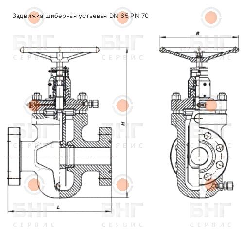 Задвижка шиберная устьевая DN 50 PN 14 чертеж